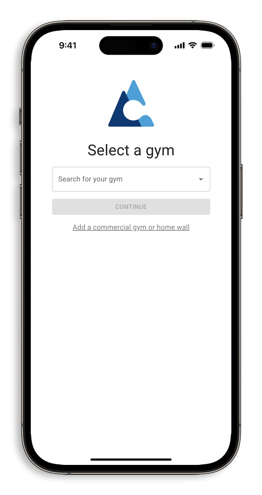 Selecting your gym on the Crux app